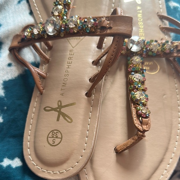 Atmosphere Brown Sandals with T-Strap Design - Picture 3 of 4
